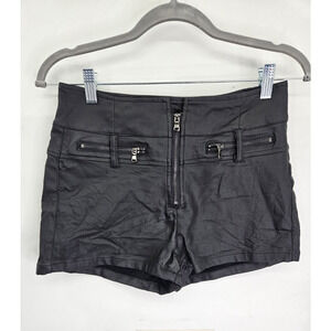 Ramisu Collection Faux Leather High Waist Moto Goth Short Size M Women's Black